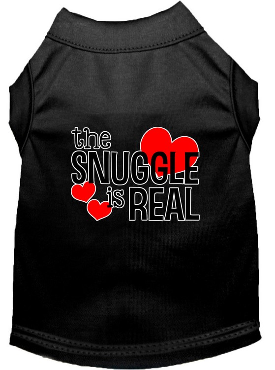 The Snuggle is Real Screen Print Dog Shirt Black Lg